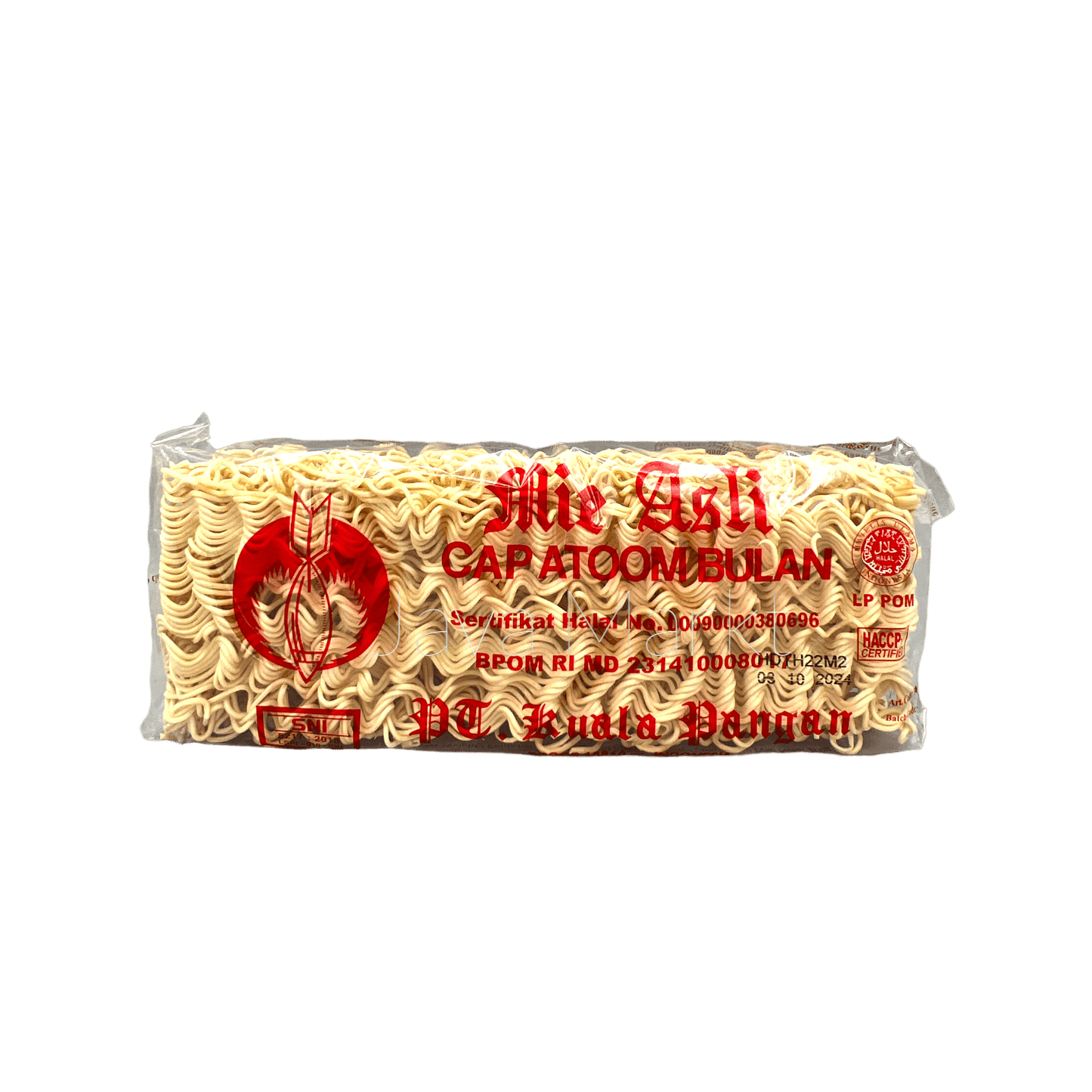 Bunte Mie Atoom Bulan Pasta der Marke Oriental Merchant in einer Schüssel, frisch und vielseitig verwendbar
