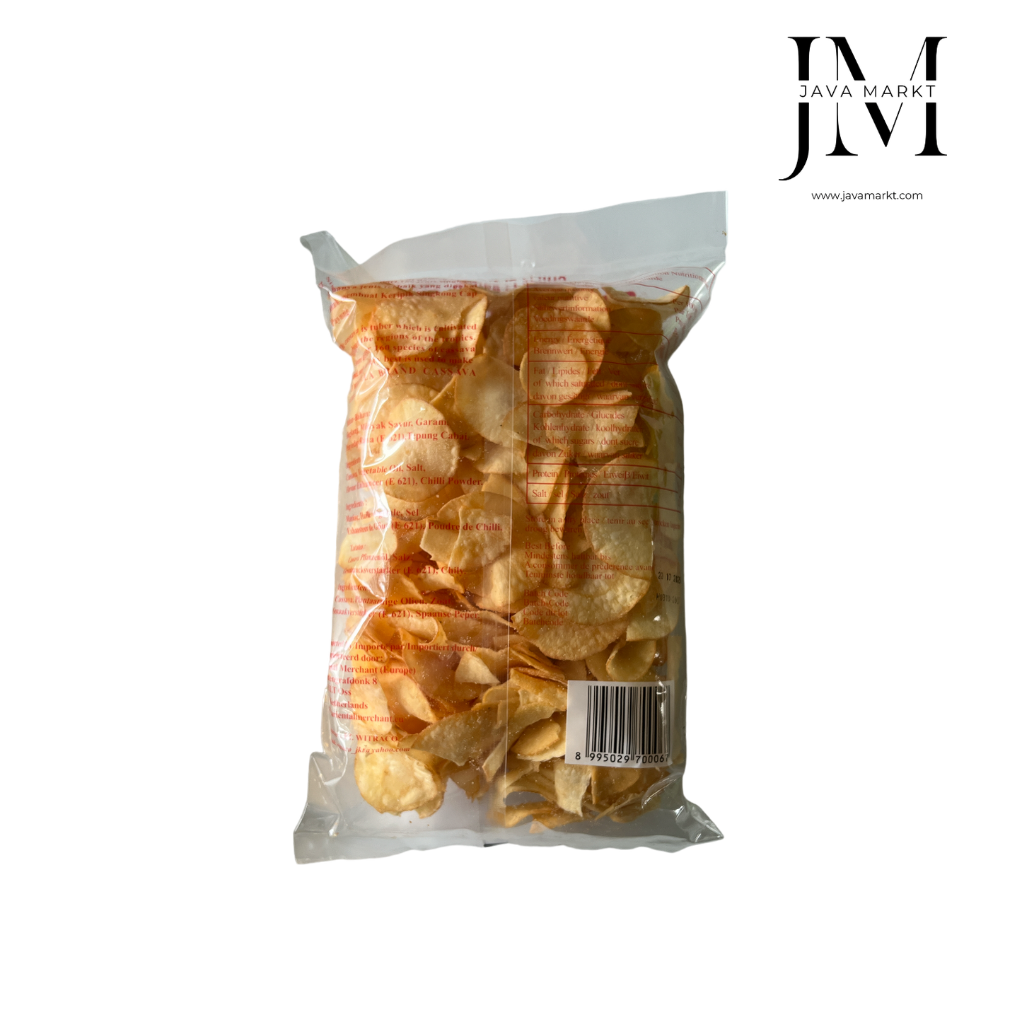 Knusprige, scharfe Maniok-Chips von Cap Payung, orientalischer Snack in Verpackung, mit würzigem Geschmack und knuspriger Textur