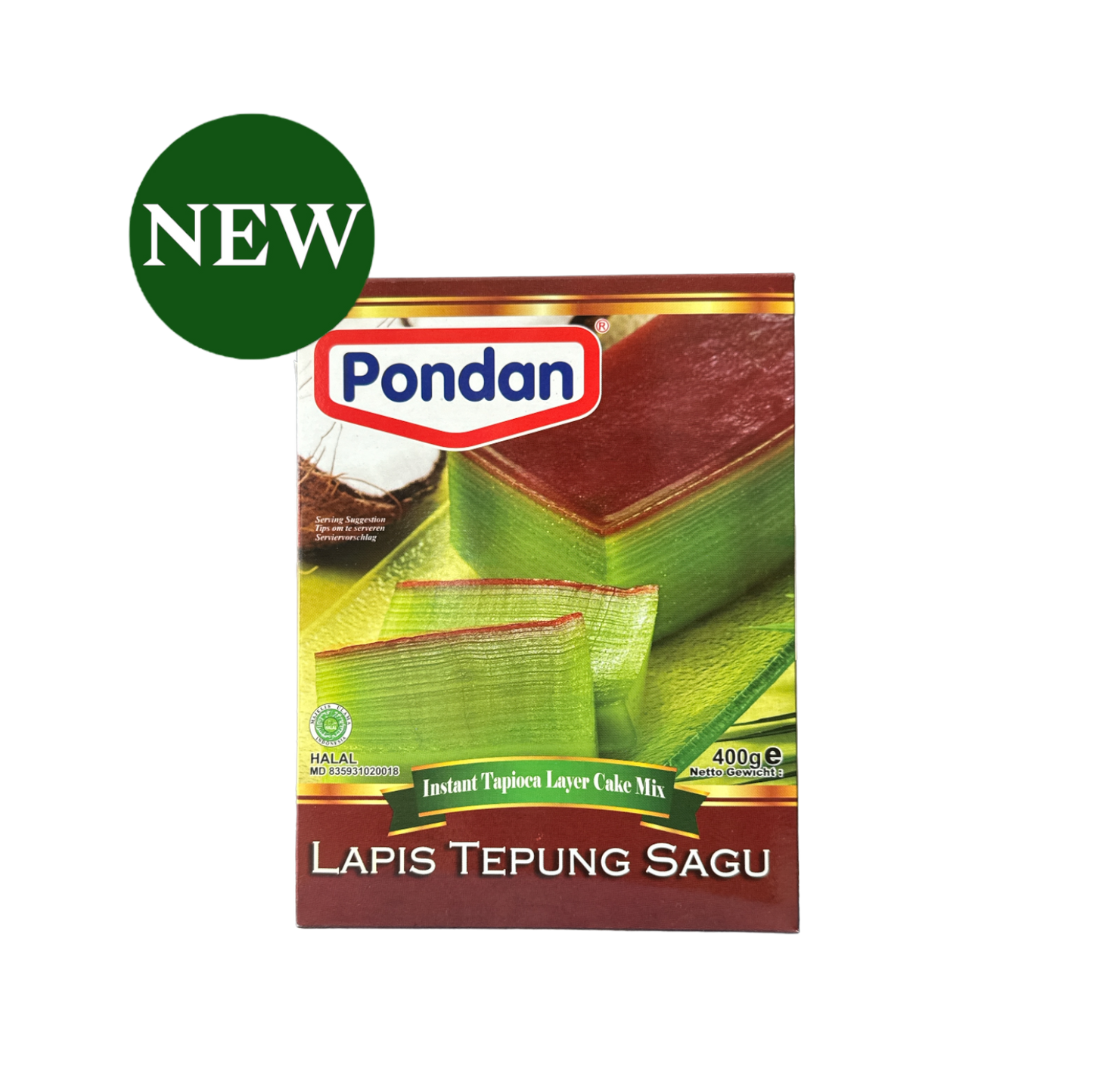 Vanka Kawat Pondan Lapis Tepung Sagu Backmischung, fein gemahlene Sago-Backmischung in Packung, für Kuchen und Desserts