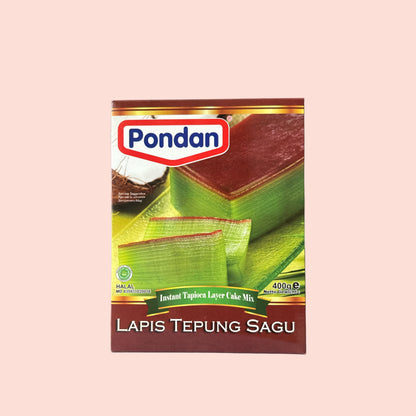 Backmischung Pondan Lapis Tepung Sagu von Vanka Kawat, feine Sago-Teigmasse in einer Packung, für traditionelle Desserts.