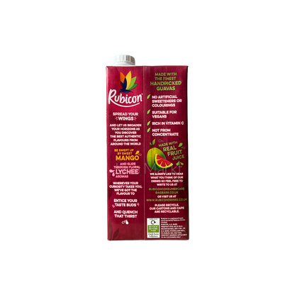 Rubicon Guaven Saftgetränk in 1L Flasche, orientalischer Getränke-Markenartikel, frisch und fruchtig in der Flasche sichtbar