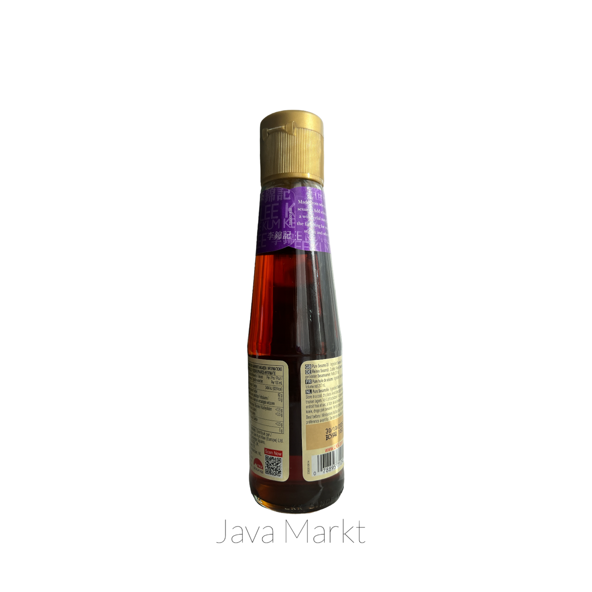 Sesamöl von Lee Kum Kee in einer Flasche, ideal als Kochzutat für asiatische Gerichte, auf einem Küchenhintergrund.