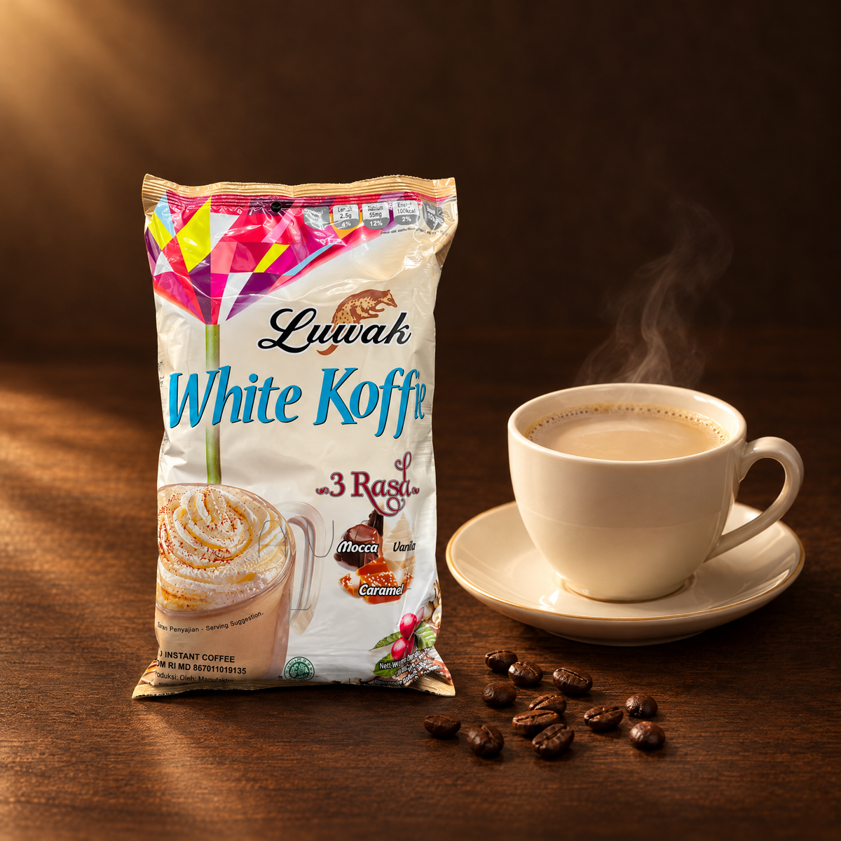 Luwak White Koffie 3 Geschmack 10x20g – Packung mit fertigem Weißkaffee