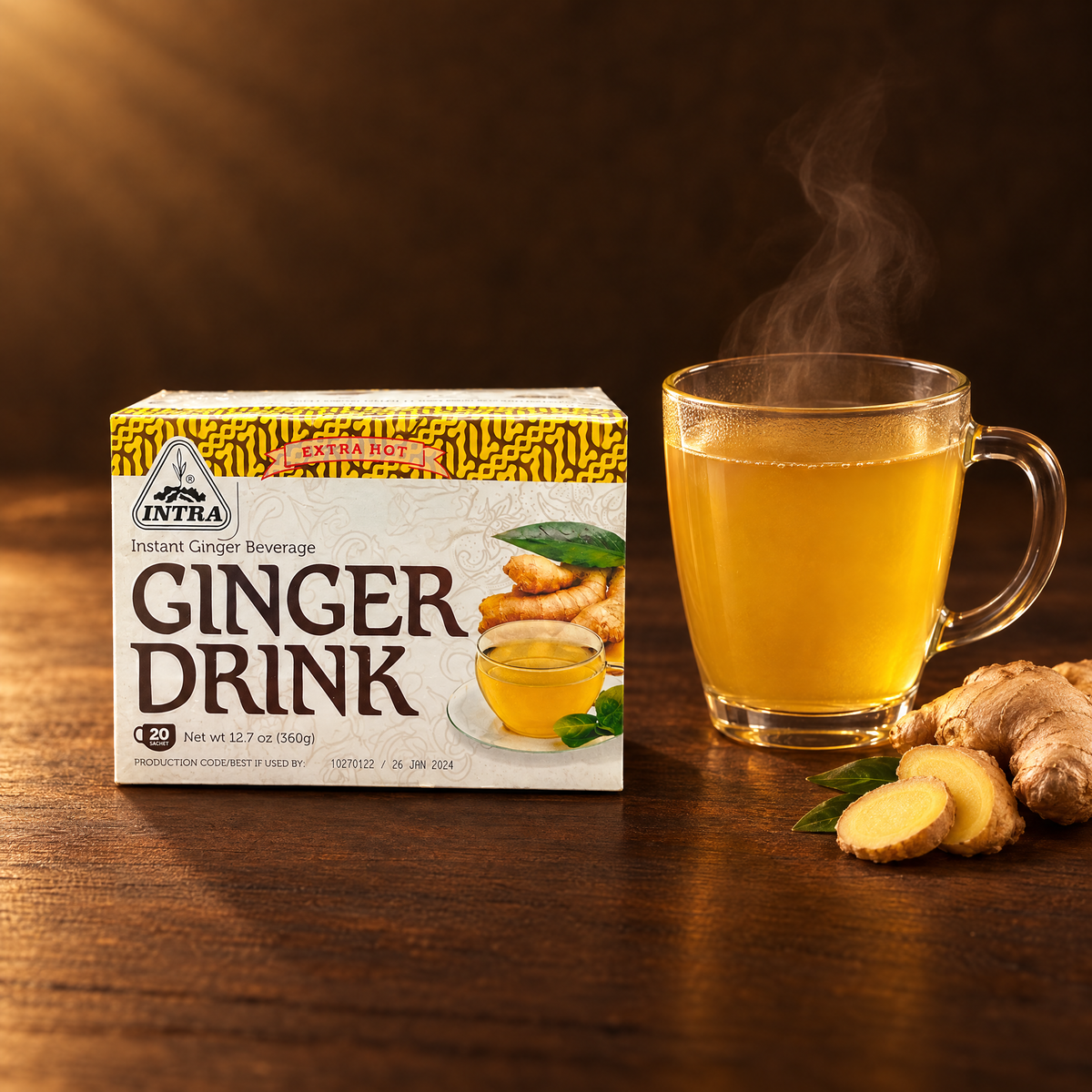 Intra Ginger Drink Extra Hot – Packung mit heißem Ingwergetränk
