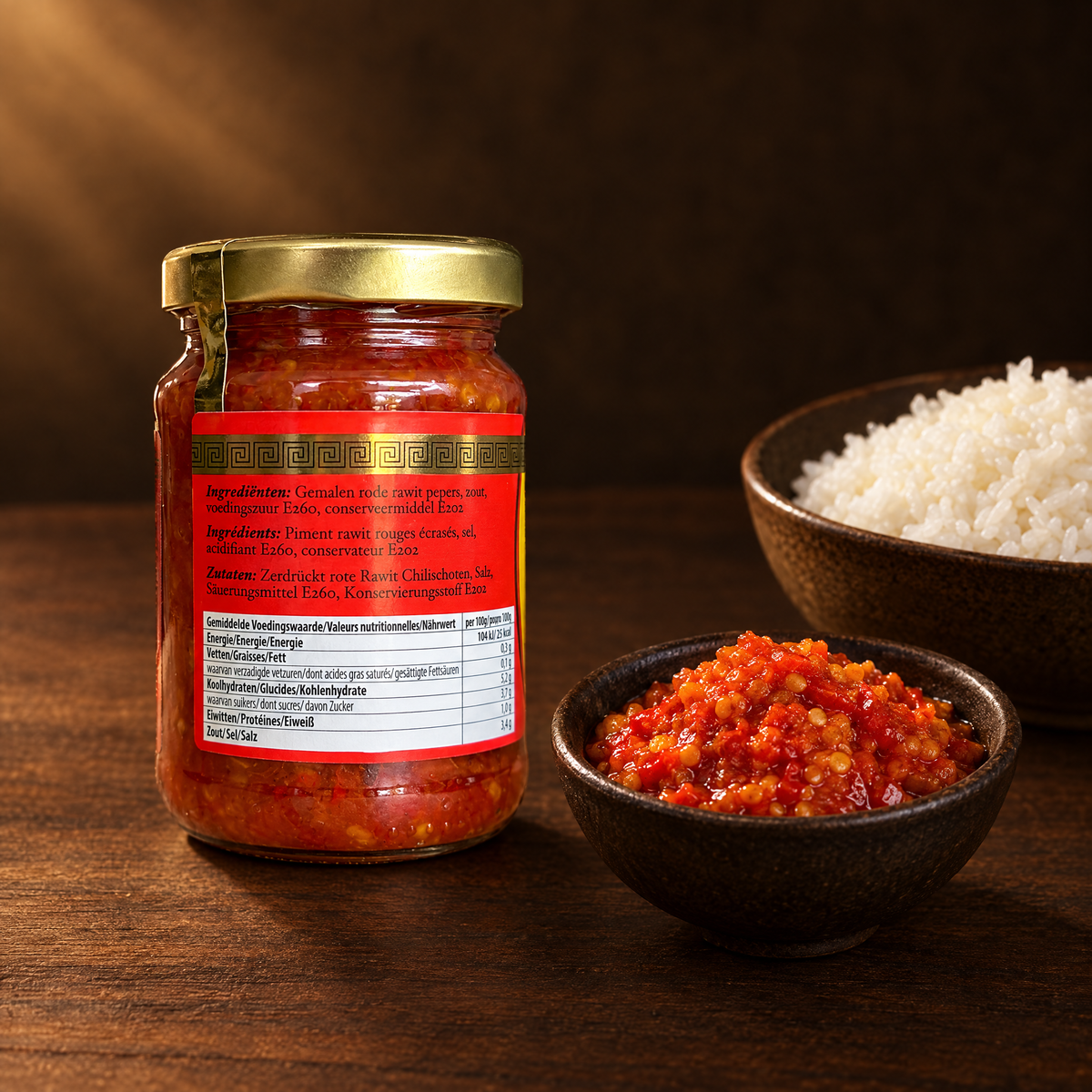 Sambal Rawit Merah Flower Brand 375 g – Glas mit rotem Sambal
