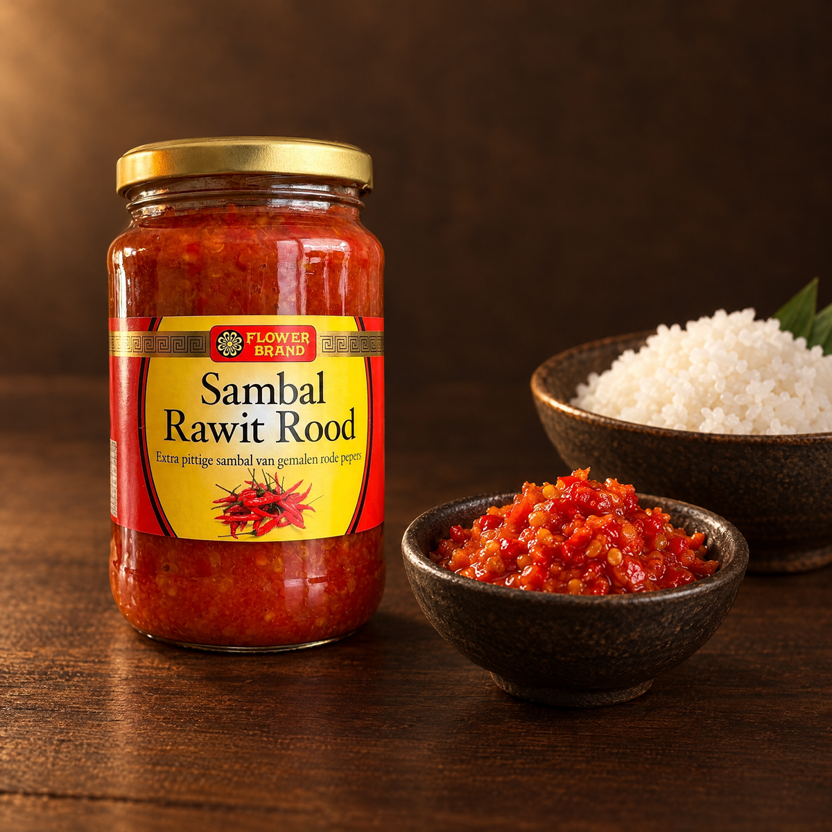 Sambal Rawit Merah Flower Brand 200 g – Glas mit rotem Sambal