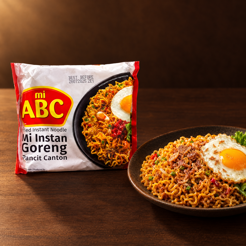 Mie ABC Instan Goreng 70 g – Packung mit zubereitetem Mie Goreng