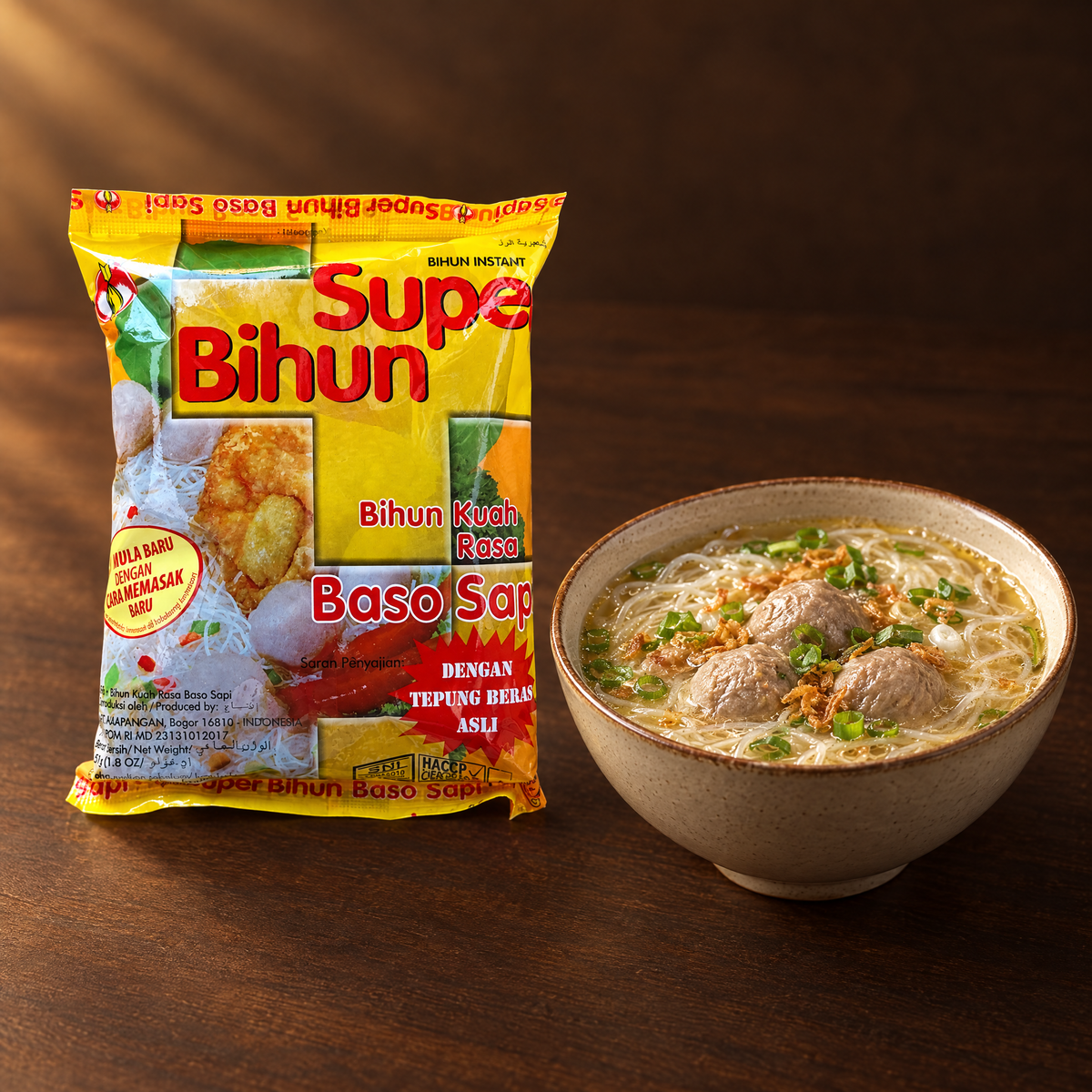 Super Bihun Bihun Kuah Rasa Baso Sapi 51 g – Packung mit Bihun-Suppe