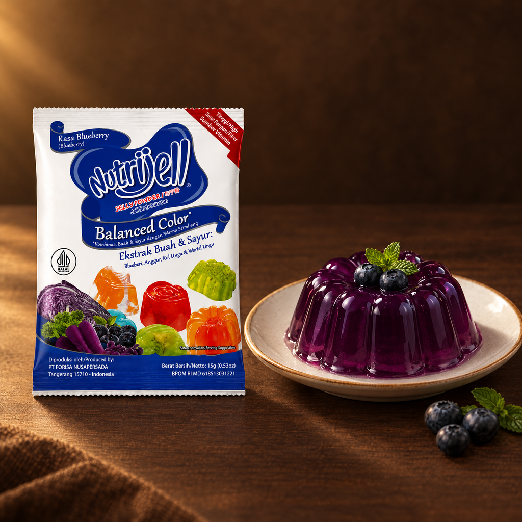 Nutrijell Balanced Color Blueberry 15 g – Packung mit Blaubeer-Gelee