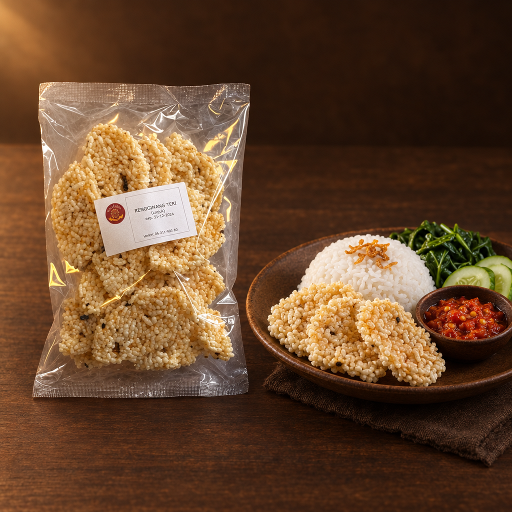 Rengginang Teri Lorjuk 200 g – Packung mit Reisgericht und Crackern