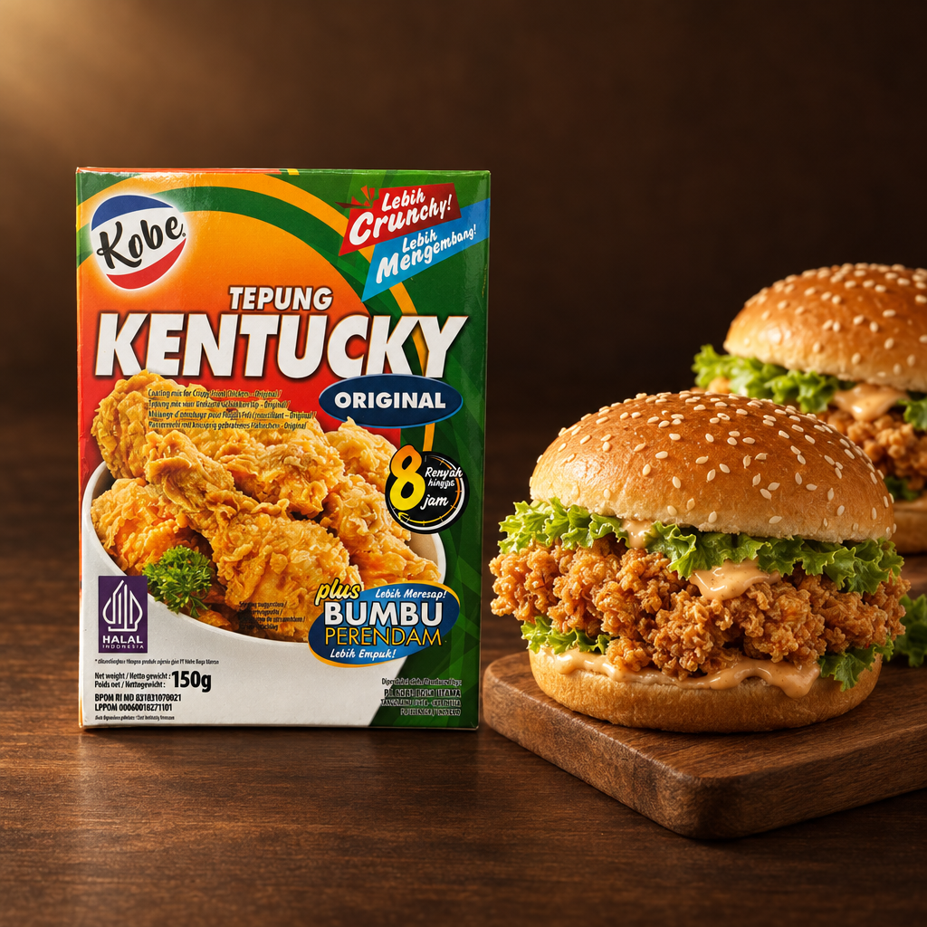 Kobe Tepung Kentucky Original 180 g – Tüte mit knusprigen Hähnchenteilen