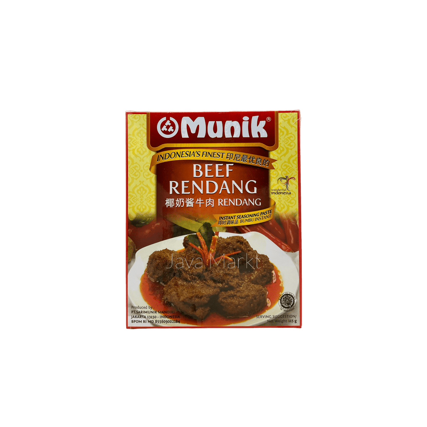 Nesia Munik Bumbu Rendang Gewürzpaste in einer Dose, traditionelle indonesische Gewürzpaste für Rendang Gerichte