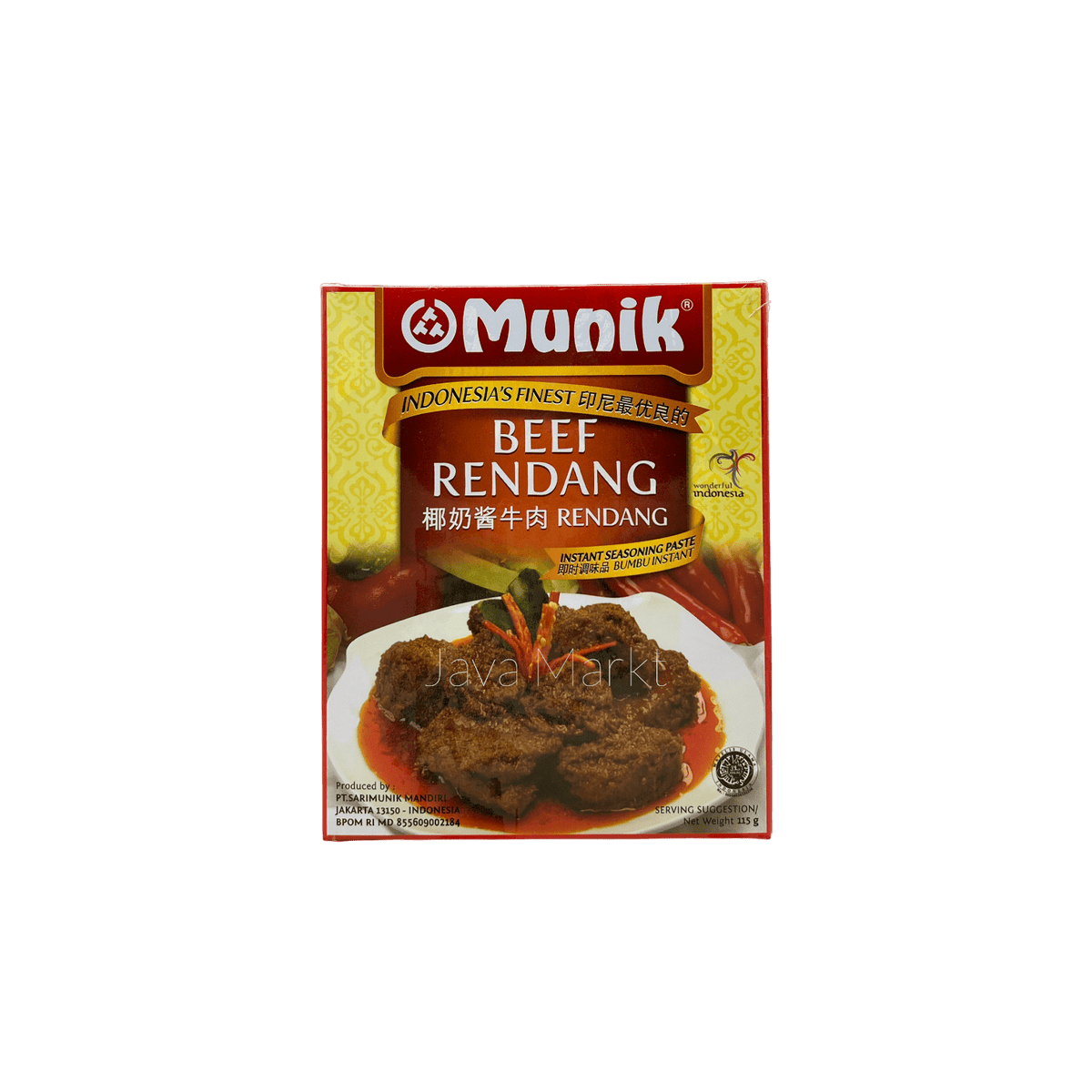 Nesia Munik Bumbu Rendang Gewürzpaste in einer Dose, traditionelle indonesische Gewürzpaste für Rendang Gerichte