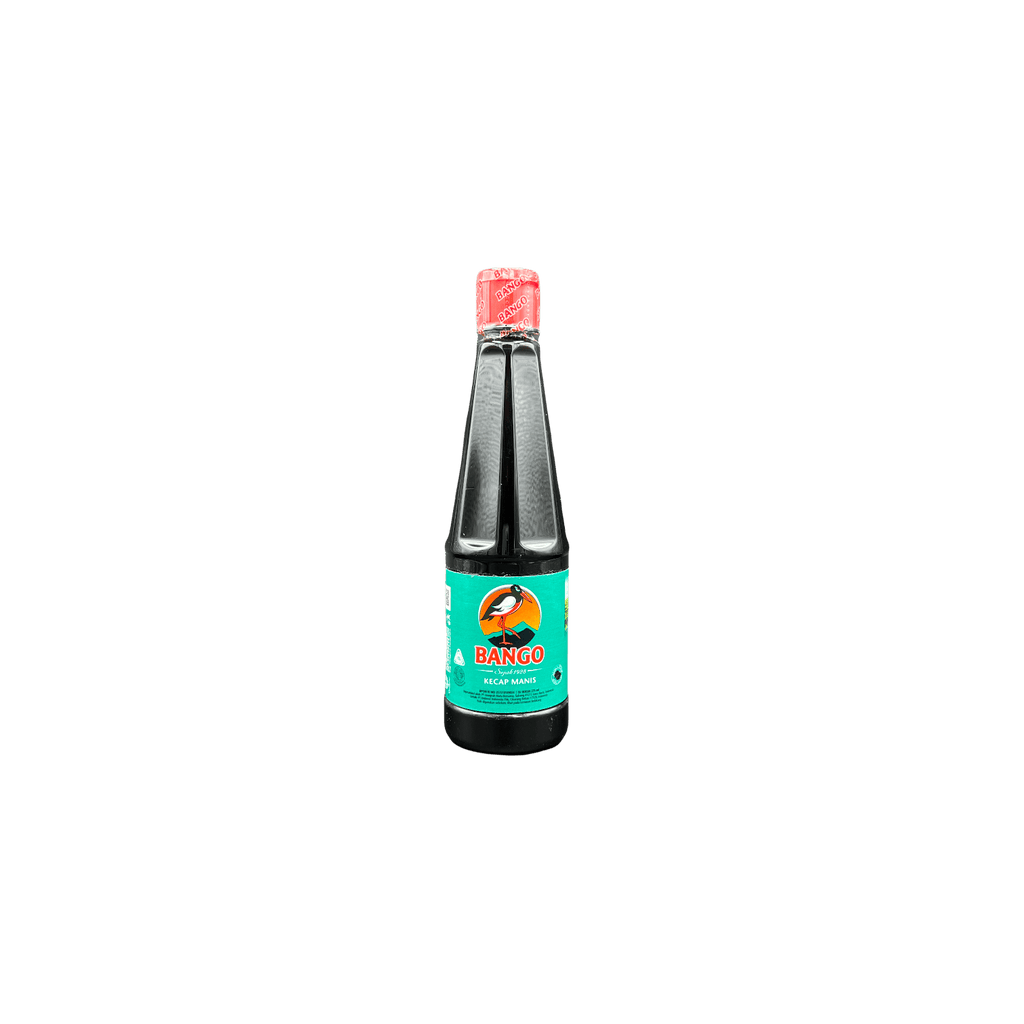 Nesia Food Bango Kecap Manis, dunkle süße Sojasoße in Flasche, typisch für indonesische Küche, sichtbar in der Verpackung