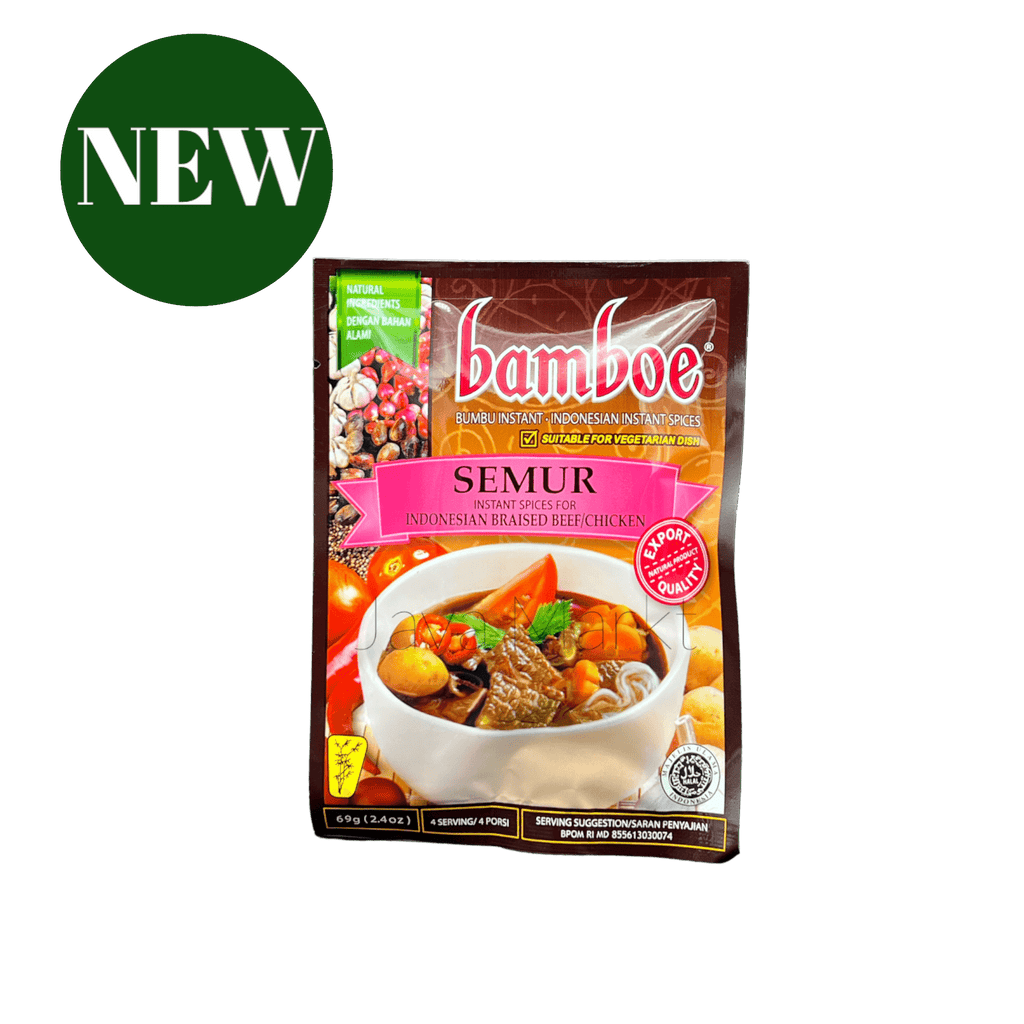 Bamboe Bumbu Semur aus Kräuter und Gewürzen von Oriental Merchant, Nahaufnahme der Gewürzmischung in einer Packung