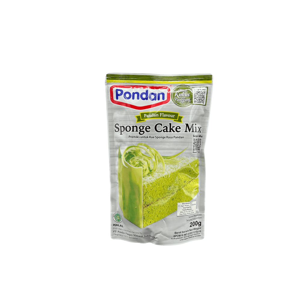 Pondan Sponge Cake Mix Pandan von Vanka Kawat, feiner Teigmix für Pandan-Kuchen, in Packung mit grünem Pandan-Flavor.